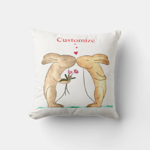 Kissing Bunny Couple Thunder_Cove Cushion