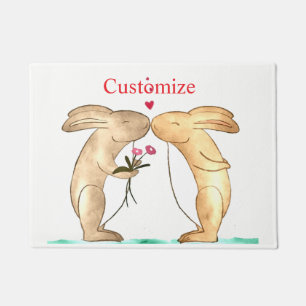 Kissing Bunny Couple Thunder_Cove Doormat