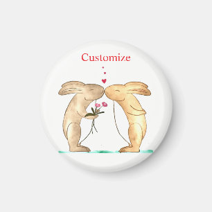 Kissing Bunny Couple Thunder_Cove Magnet