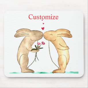 Kissing Bunny Couple Thunder_Cove Mouse Pad