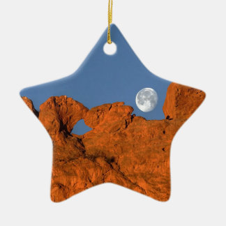 Kissing Camels Rock Formation with Full Moon Ceramic Tree Decoration