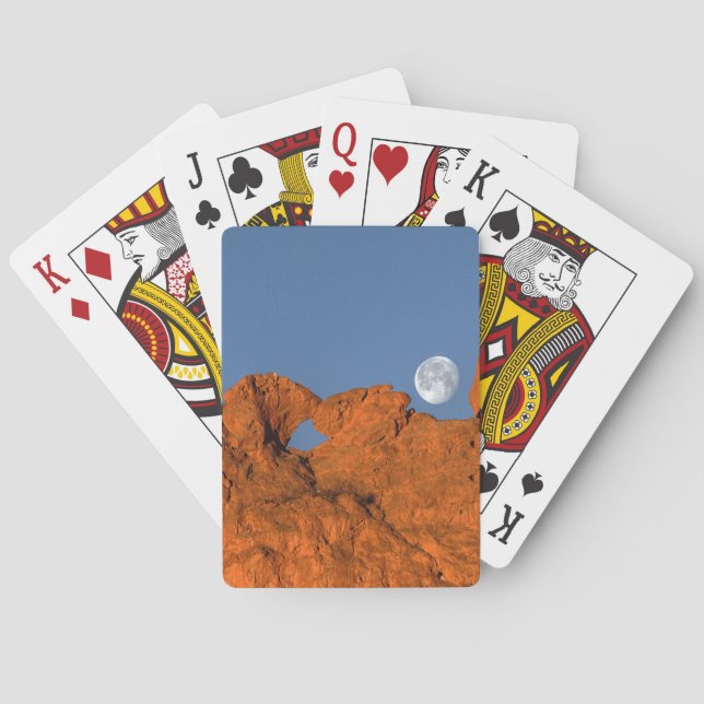 Kissing Camels Rock Formation with Full Moon Playing Cards (Back)