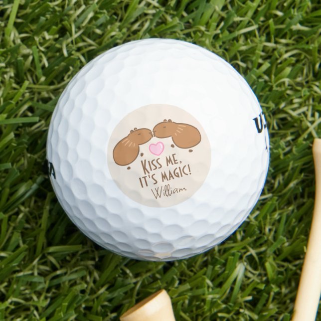 Kissing Capybaras Personalised Golf Balls (Capybara golf)