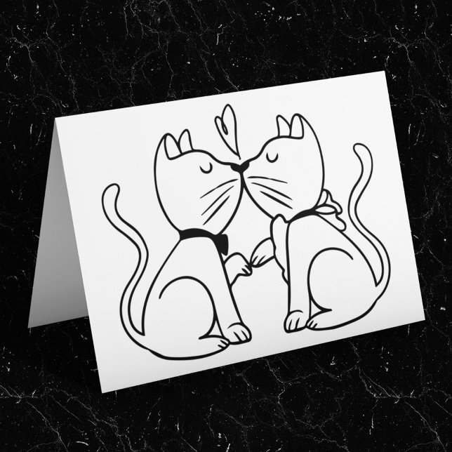 Kissing Cat Lovers Wedding Kittens Black White (Creator Uploaded)