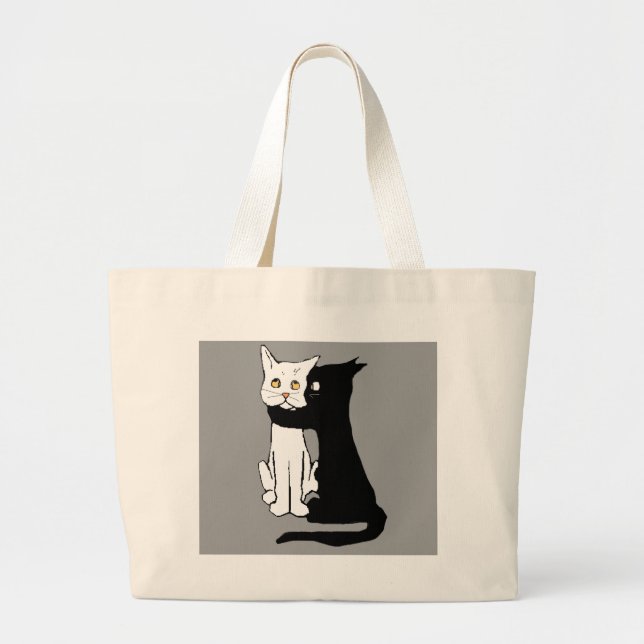 Kissing Cats Large Tote Bag (Front)