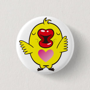 kissing chick 3 cm round badge