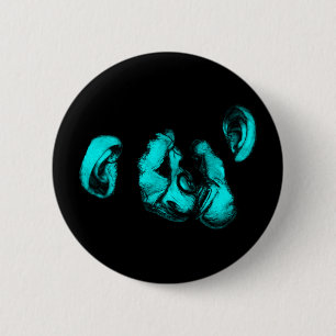 kissing chimps : neon turquoise 6 cm round badge