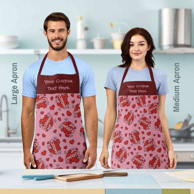 Kissing Comic Sound Effect Pattern Apron (Creator Uploaded)