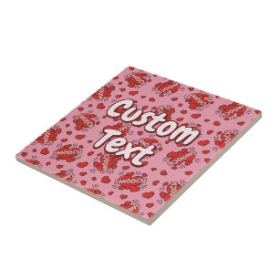 Kissing Comic Sound Effect Pattern Ceramic Tile