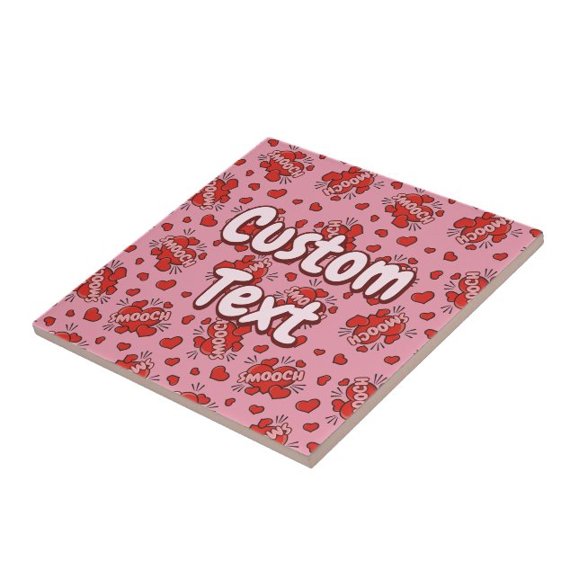 Kissing Comic Sound Effect Pattern Ceramic Tile (Side)