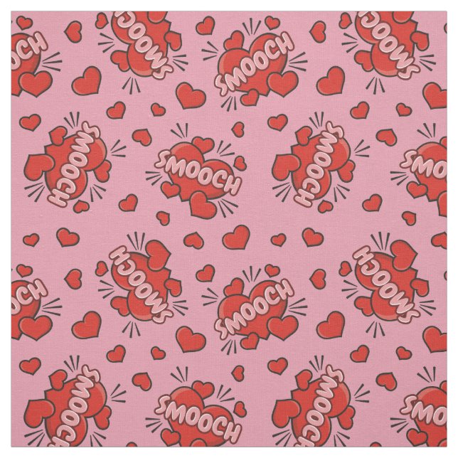 Kissing Comic Sound Effect Pattern Fabric (Swatch)