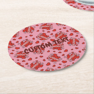 Kissing Comic Sound Effect Pattern Round Paper Coaster