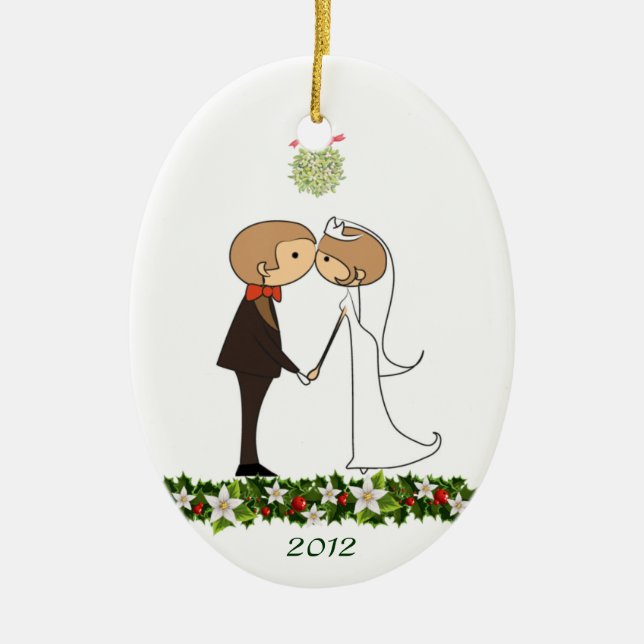 Kissing Couple Ceramic Ornament (Front)