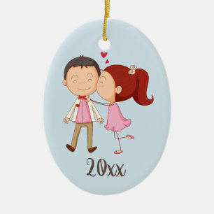 Kissing Couple Customizable Ceramic Ornament