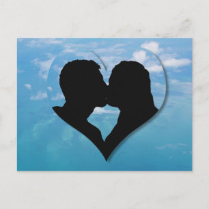 Kissing Couple Silhouette - Blue Skies Postcard