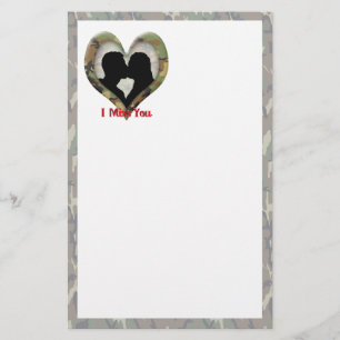 Kissing Couple Silhouette "I Miss You" Stationery