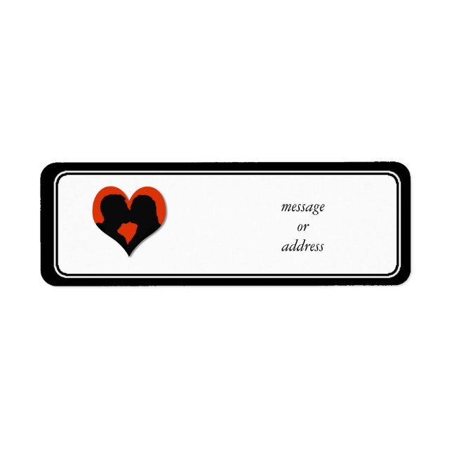 Kissing Couple Silhouette on Red Heart Return Address Label (Front)