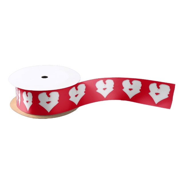 Kissing Couple Silhouette Valentine's Day  Satin Ribbon (Spool)