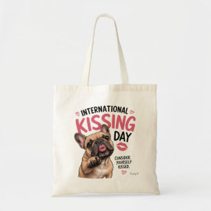 Kissing Day French Bulldog Tote Bag