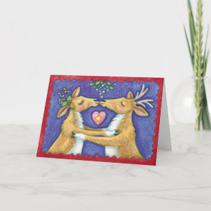 Kissing Deer Holiday Card