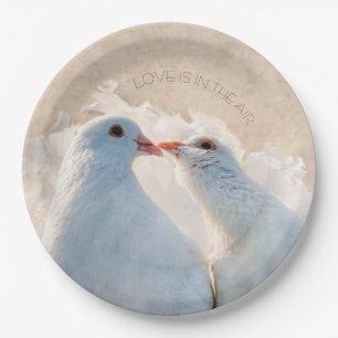 Kissing Doves - Love is in the air Paper Plate