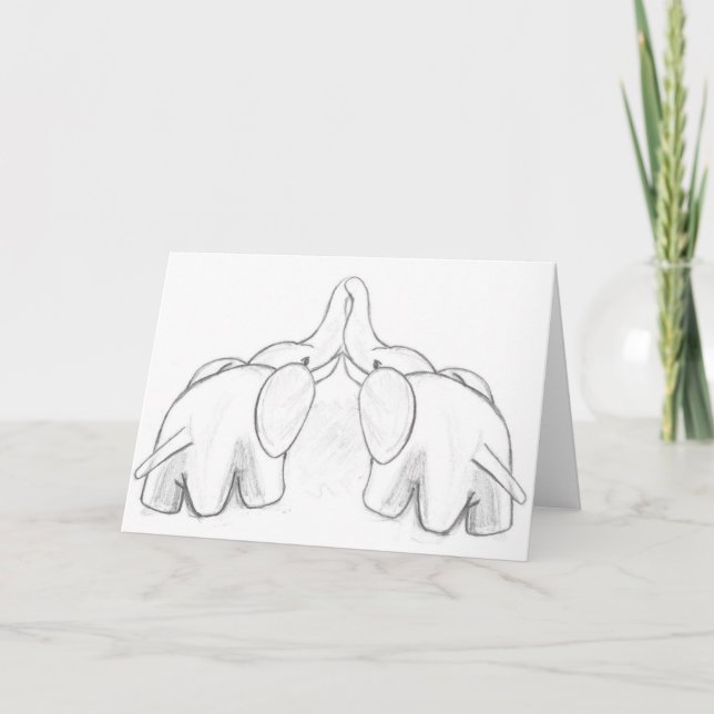 Kissing Elephants Card (Front)