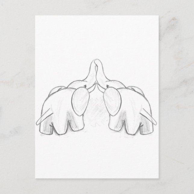 Kissing Elephants Postcard (Front)
