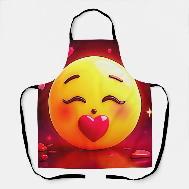 Kissing Emoji Blowing Hearts Apron (Front)