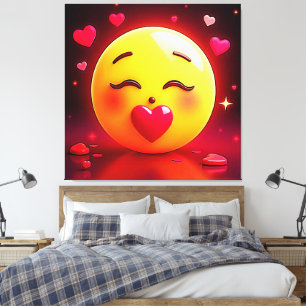 Kissing Emoji Blowing Hearts Canvas Print