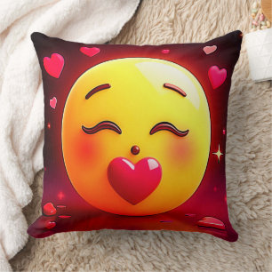 Kissing Emoji Blowing Hearts Cushion