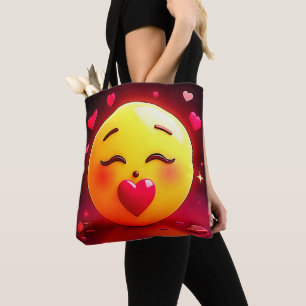 Kissing Emoji Blowing Hearts Tote Bag