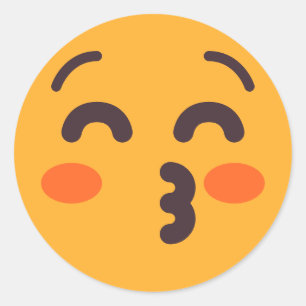 Kissing Face Closed Eyes Cute Custom Colors Emoji Classic Round Sticker