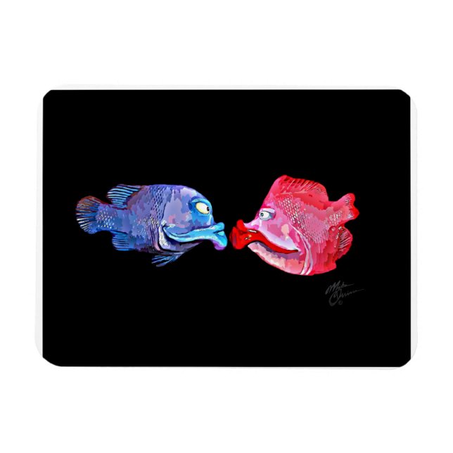 "Kissing Fish" Art by Mike Quinn Magnet (Horizontal)