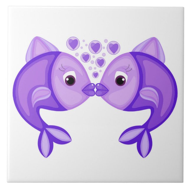 KISSING FISH CERAMIC TILE (Front)