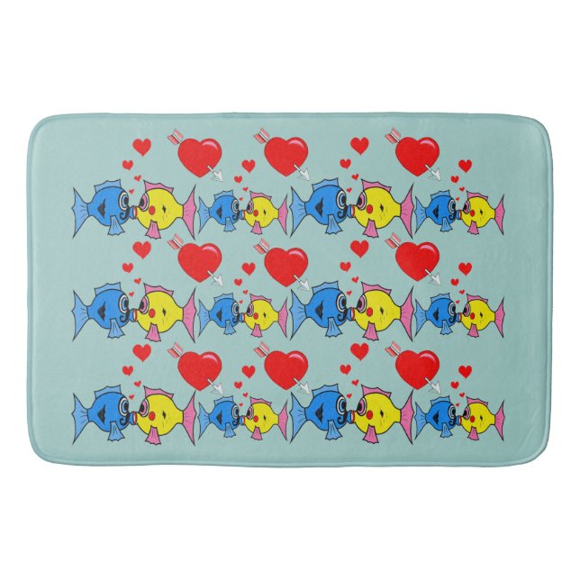 Kissing Fish in Love Bath Mat (Front)