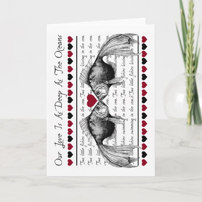 Kissing Fish Love Valentine's Day Holiday Card (Front)