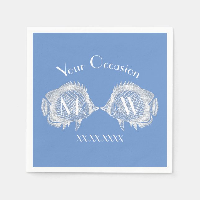 Kissing Fish Your Colour Personalise Napkin (Front)