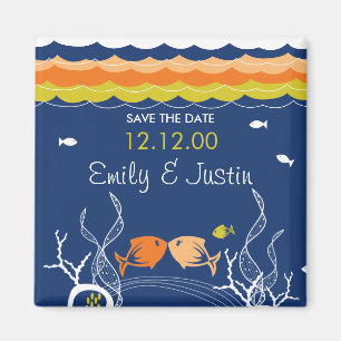 Kissing Fishes Fish Coral Sea Beach Save The Date Magnet