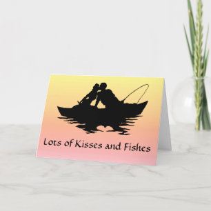 Kissing Fishing Couple Birthday Greeting Card