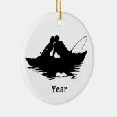 Kissing Fishing Couple Silhouette Holiday Ornament (Right)