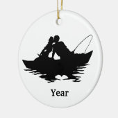 Kissing Fishing Couple Silhouette Holiday Ornament (Left)