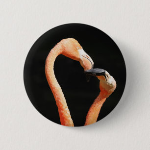 Kissing flamingos 6 cm round badge