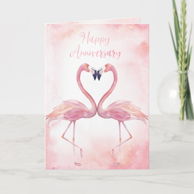 Kissing Flamingos | Anniversary Card (Front)