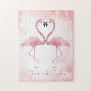 Kissing Flamingos Just The Two Of Us Valentine Jigsaw Puzzle