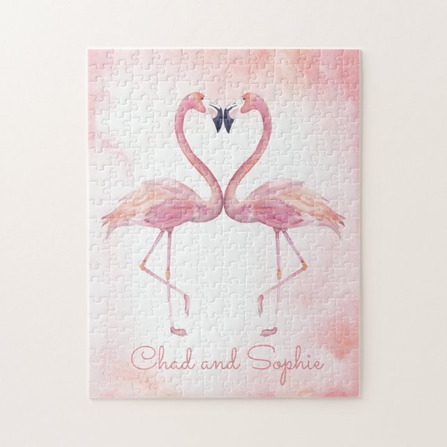 Kissing Flamingos | Just The Two Of Us Valentine Jigsaw Puzzle (Vertical)