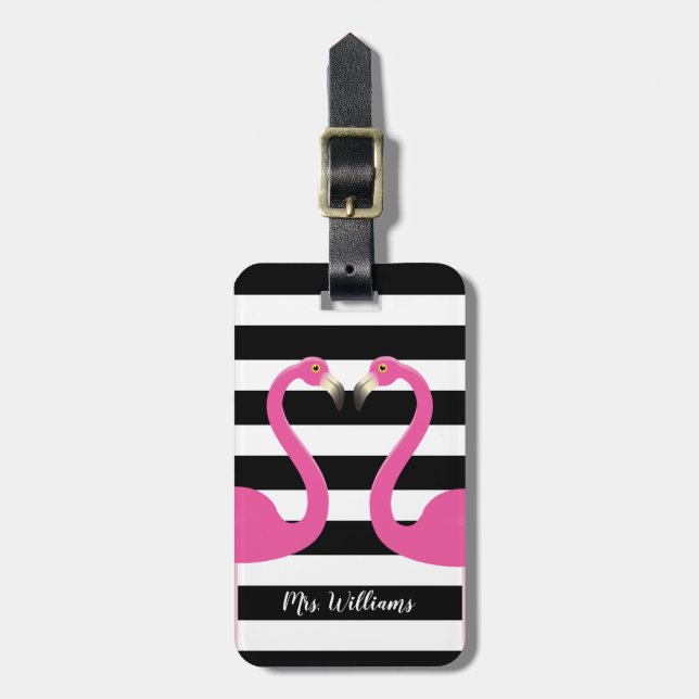 Kissing Flamingos Mrs. Luggage Tag (Front Vertical)