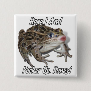 Kissing Frog - Pucker Up, Honey! 15 Cm Square Badge