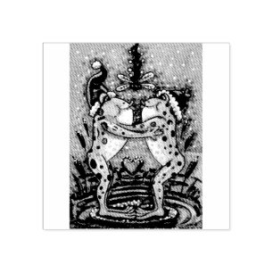 KISSING FROGS, CHRISTMAS MISTLETOE RUBBER STAMP