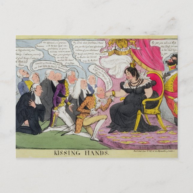 Kissing Hands, published 1827 (colour litho) Postcard (Front)