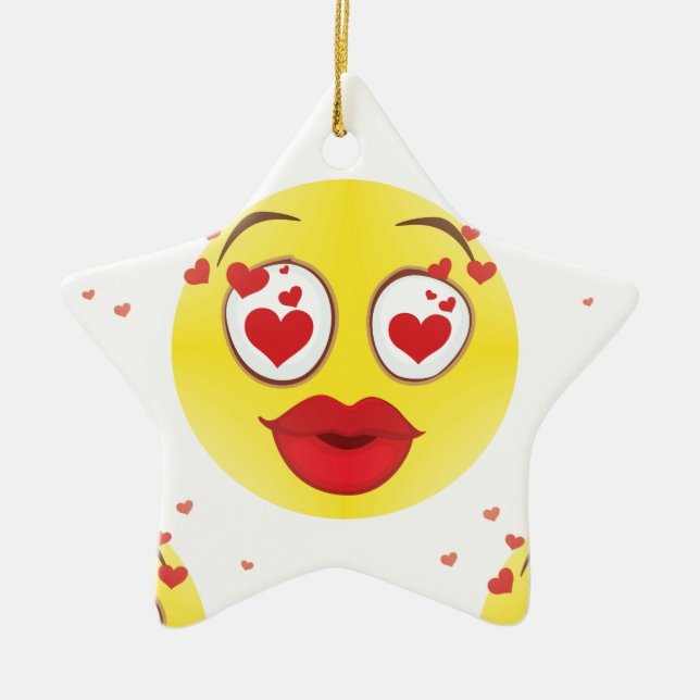 Kissing Heart Emoji Ceramic Tree Decoration (Front)
